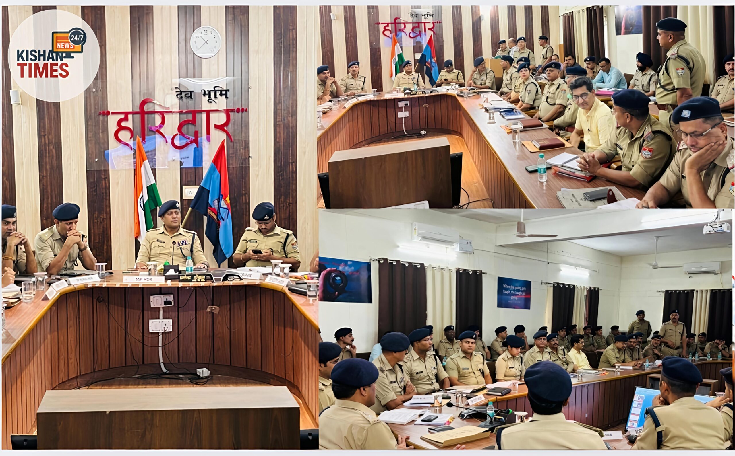 हरिद्वार पुलिस कार्यालय में आयोजित अपराध समीक्षा बैठक में एसएसपी प्रमेन्द्र सिंह डोबाल अधिकारियों को दिशा-निर्देश देते हुए।