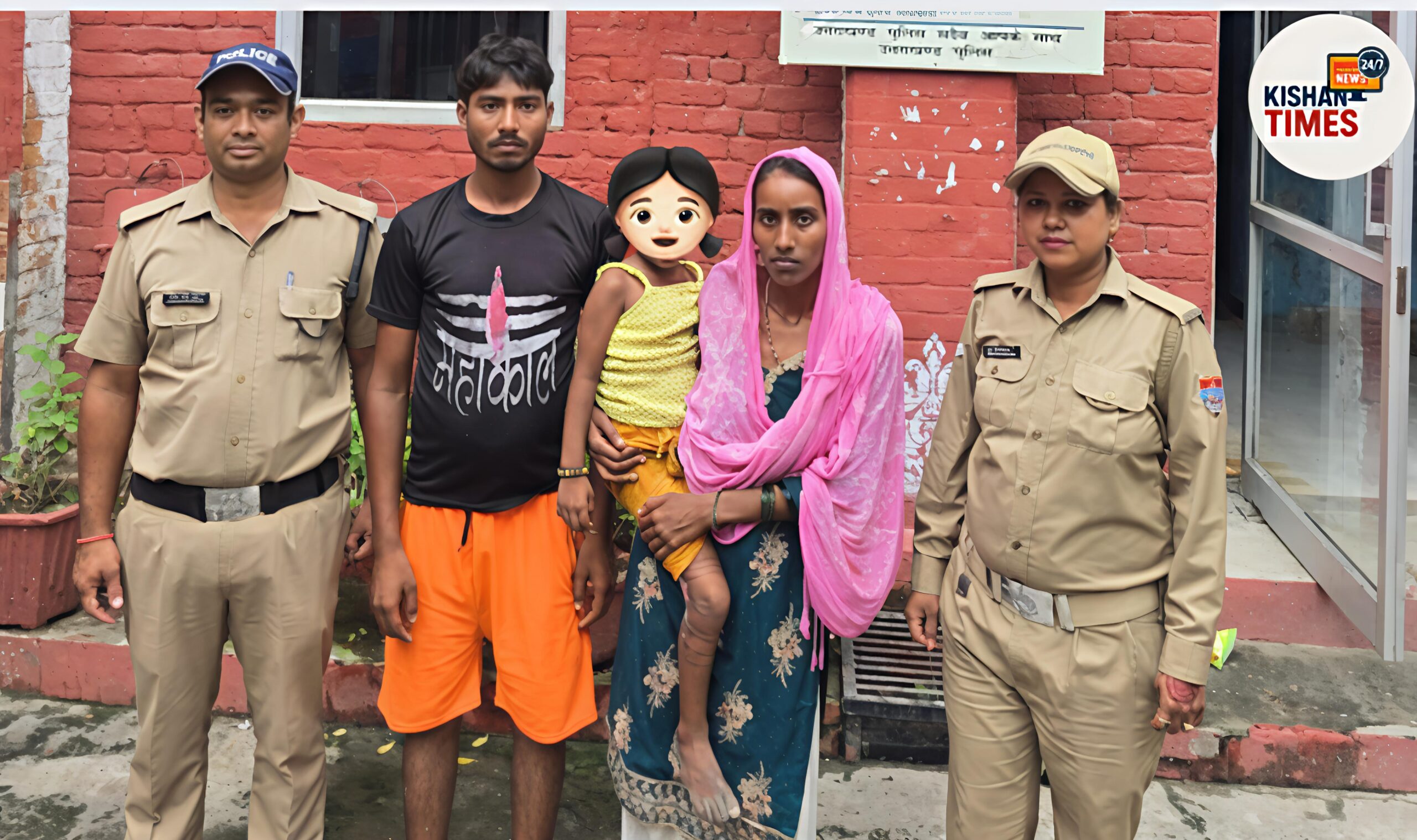 हरिद्वार पुलिस टीम रेलवे स्टेशन से लापता 5 वर्षीय बालिका को सकुशल परिजनों को सौंपते हुए।