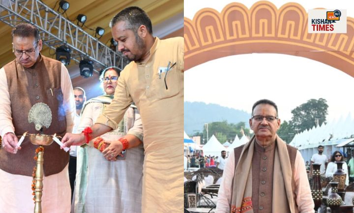 सरस मेले में ग्राम्य विकास मंत्री गणेश जोशी ने दीप प्रज्वलन कर कार्यक्रम का शुभारंभ किया।