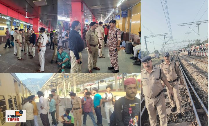 हरिद्वार रेलवे स्टेशन पर जीआरपी और आरपीएफ टीम मॉक ड्रिल के दौरान भगदड़ की स्थिति में राहत कार्य करते हुए।