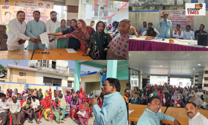 “रुड़की के गांवों में आयोजित समाज कल्याण बहुउद्देशीय शिविर में शिकायत दर्ज कराते ग्रामीण।”
