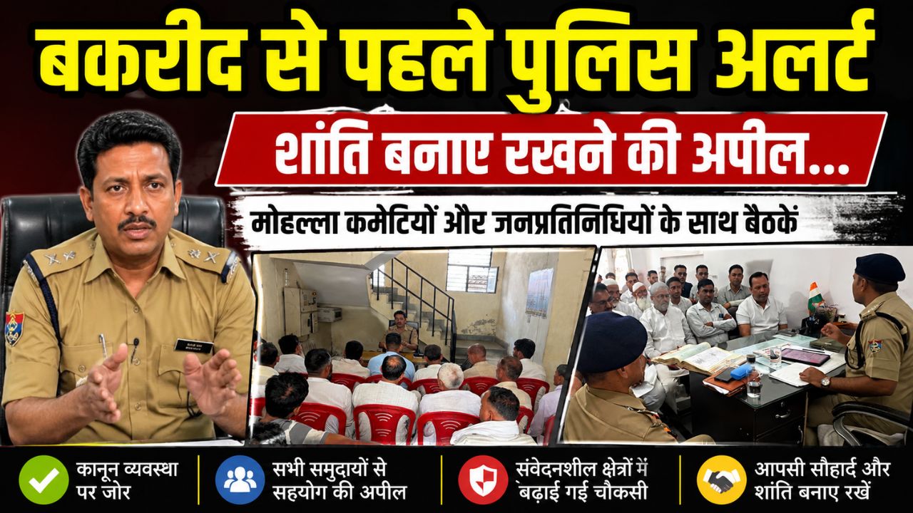 बकरीद पर्व को लेकर पिरान कलियर कोतवाली में आयोजित शांति समिति बैठक में मौजूद पुलिस अधिकारी और स्थानीय नागरिक