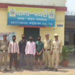 बहादरपुर जट गांव में विवाद के बाद कार्रवाई करती थाना पथरी पुलिस।