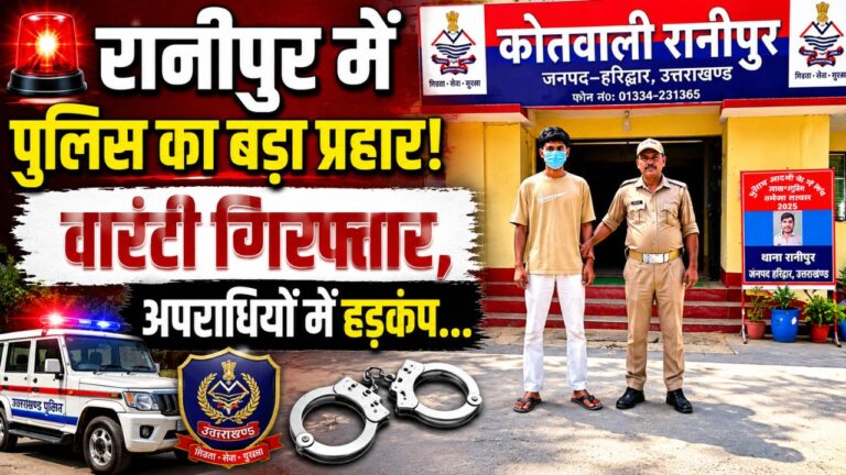 ऑपरेशन प्रहार के तहत वारंटी को गिरफ्तार करती रानीपुर पुलिस टीम